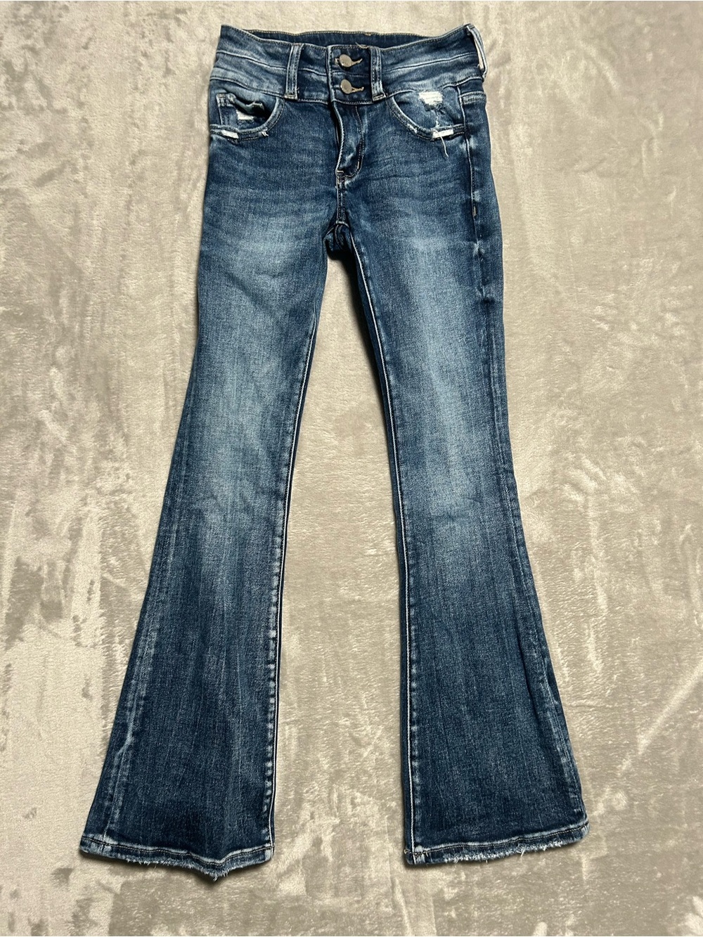 BKE Girls Mid Rise Stretch Bootcut Jeans 12 Medium Wash Denim